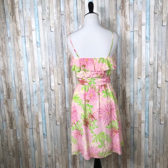 Lilly Pulitzer 4 Pink Darcia Silk Dress Ruffled - Picture 4 of 6